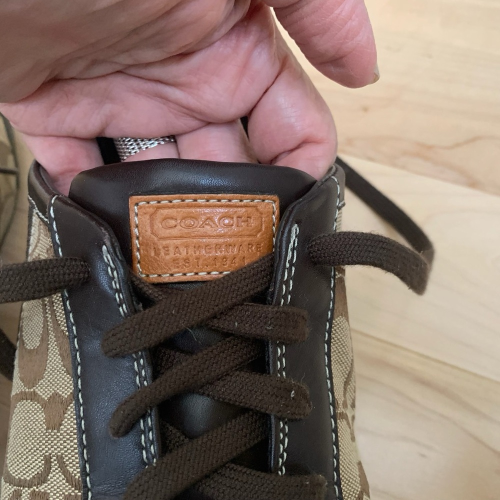 Coach Brown Signature Canvas Lace-Up Sneakers size 8.5W - Picture 6 of 15